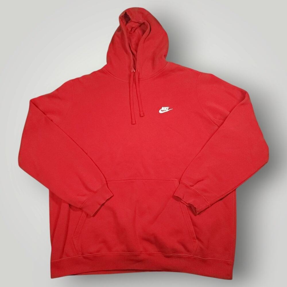 Nike Hoodie Mens XXL Vtg Y2K Pullover Swoosh Kangaroo Pocket Pump Cover Gym Red